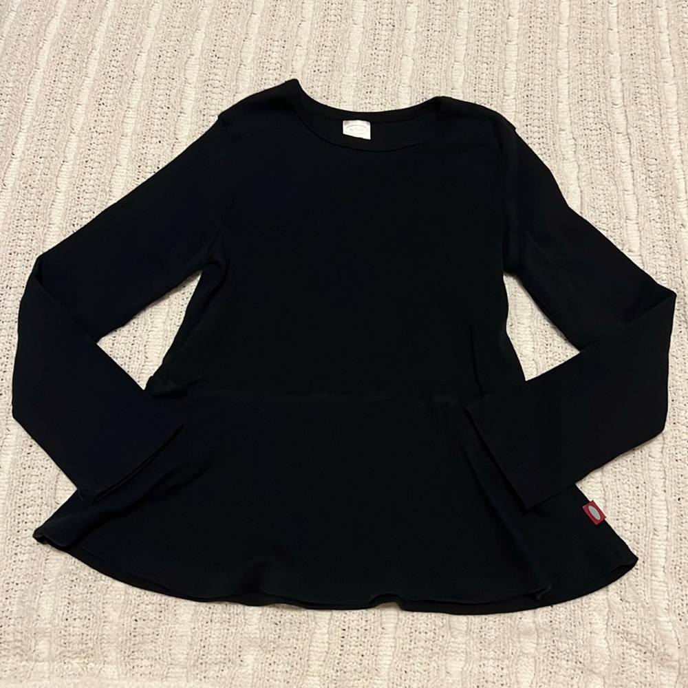 Black Size 8 City Threads Long Sleeved Peplum Tunic